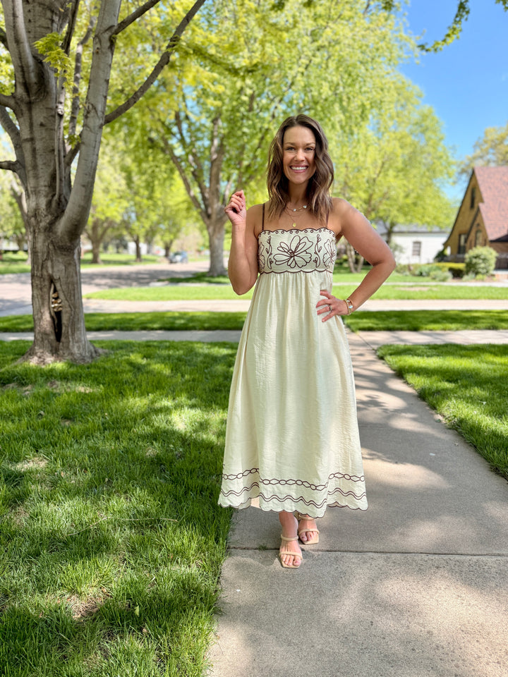Isabella Embroidered Midi Dress