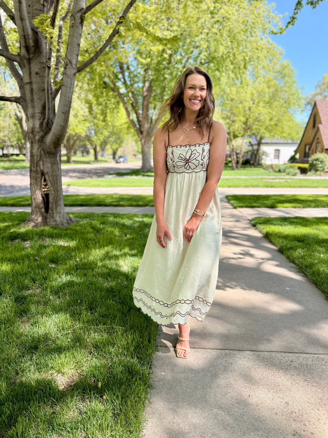 Isabella Embroidered Midi Dress
