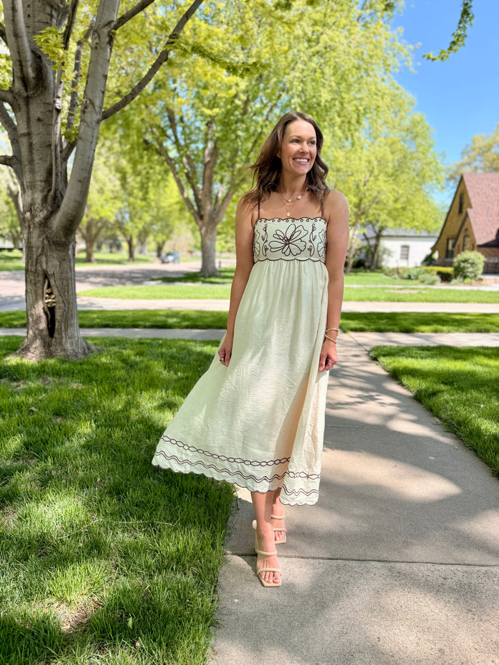 Isabella Embroidered Midi Dress