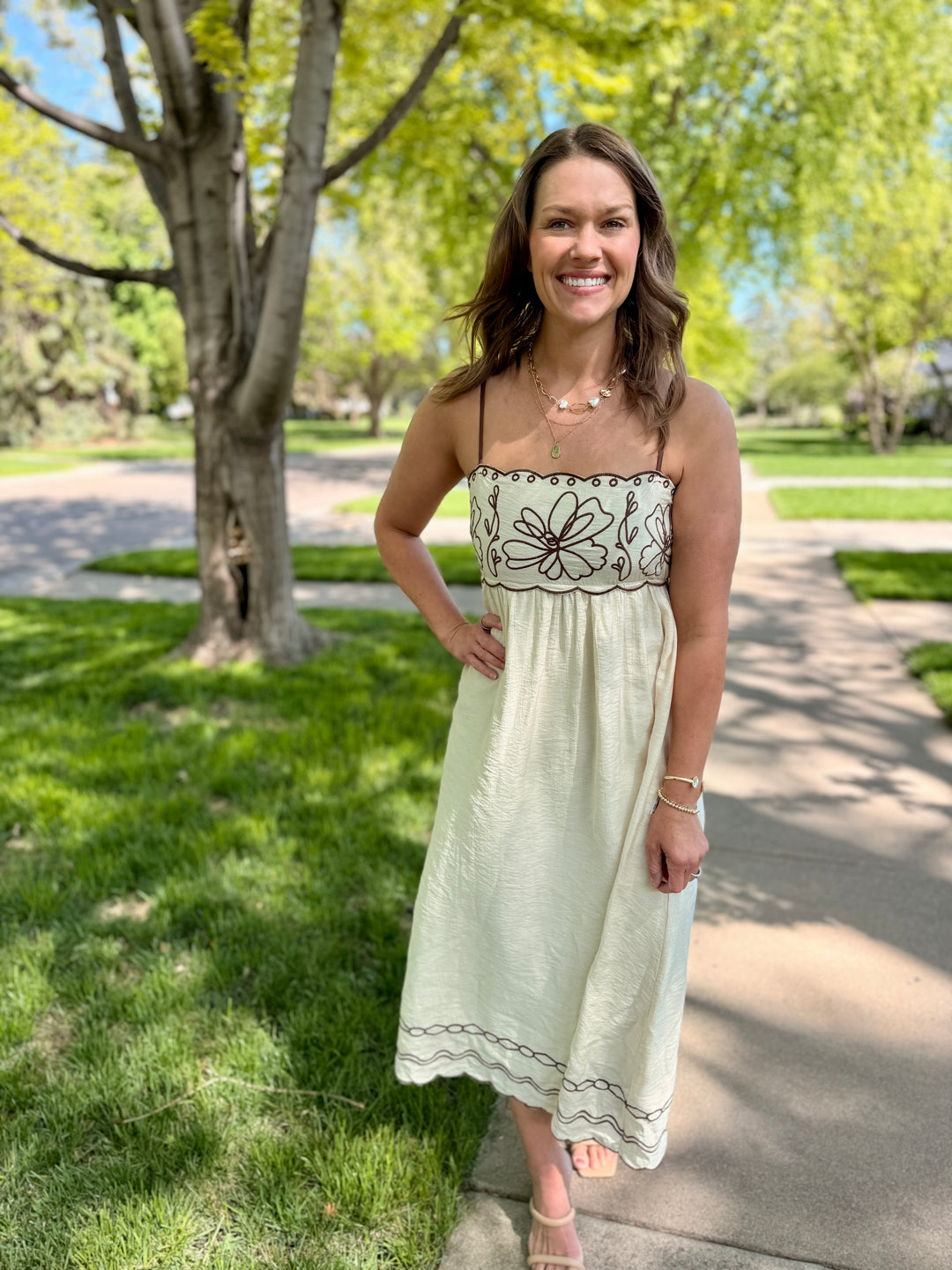 Isabella Embroidered Midi Dress