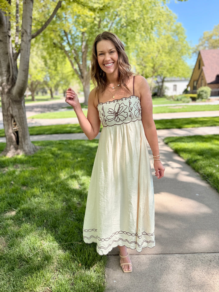 Isabella Embroidered Midi Dress