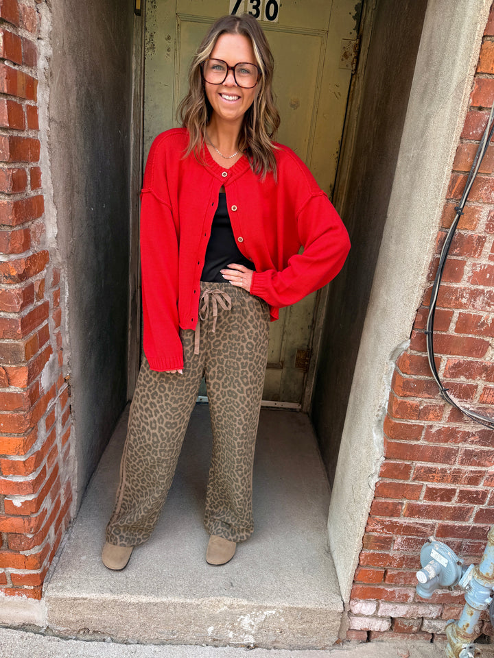 Harper Leopard Print Wide Leg Pants