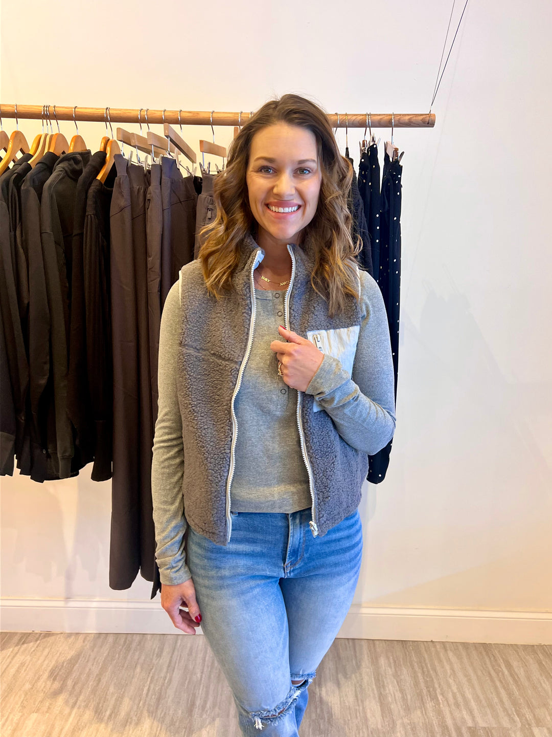 Reversible Fleece Vest - Charcoal
