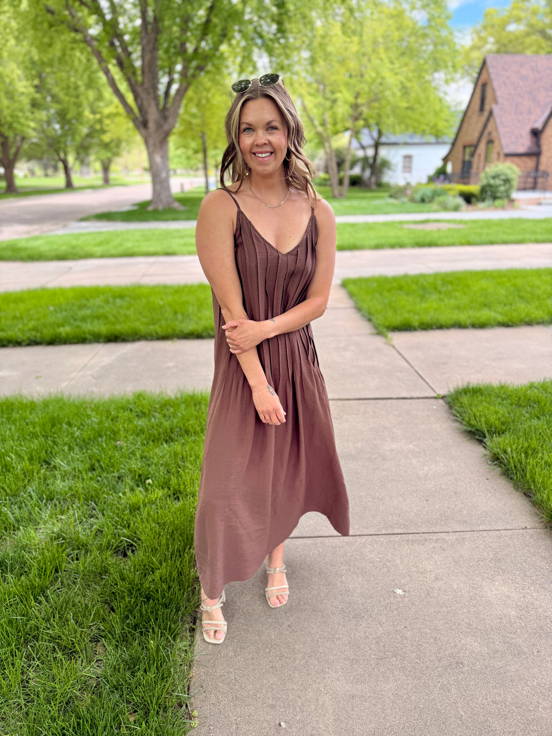 Evelyn Pintuck Maxi Dress