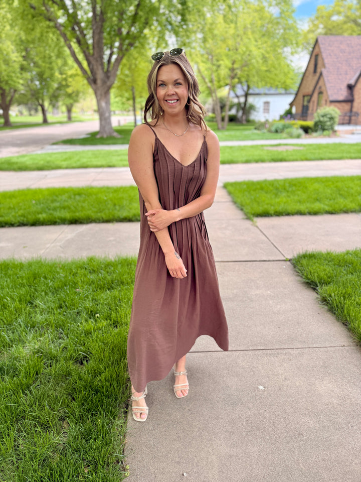 Evelyn Pintuck Maxi Dress