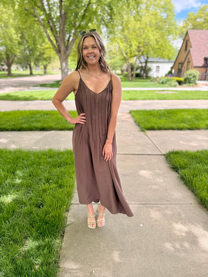 Evelyn Pintuck Maxi Dress
