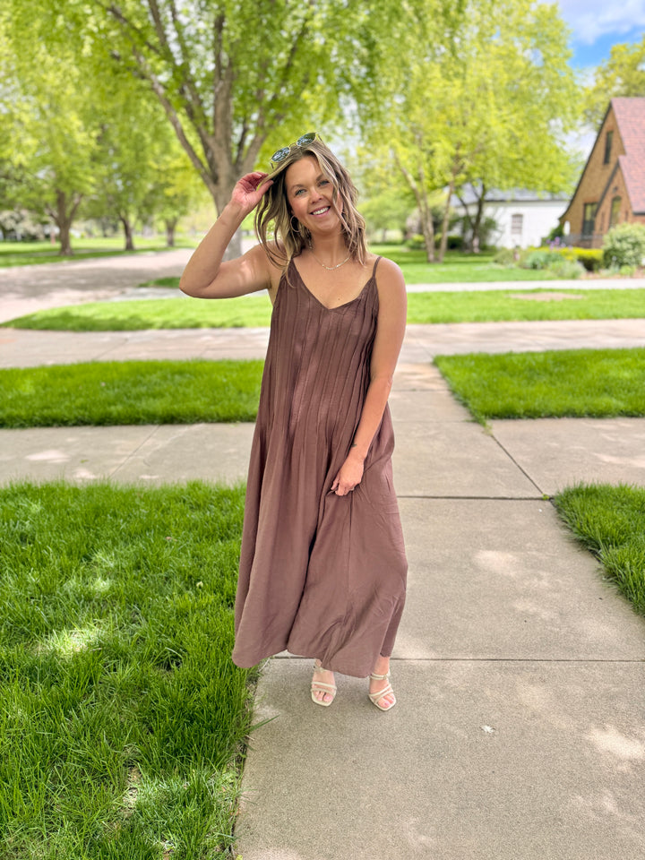 Evelyn Pintuck Maxi Dress