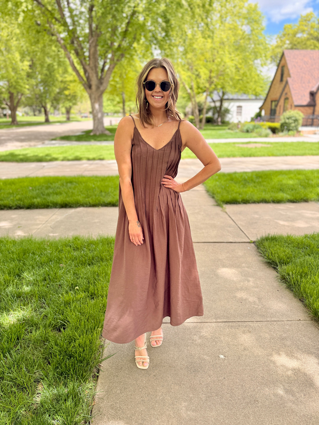 Evelyn Pintuck Maxi Dress