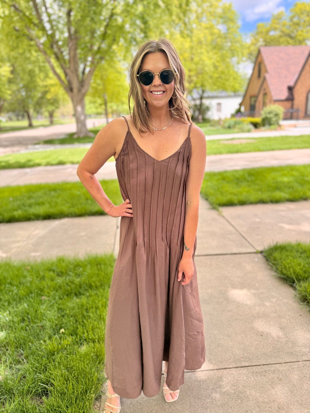 Evelyn Pintuck Maxi Dress