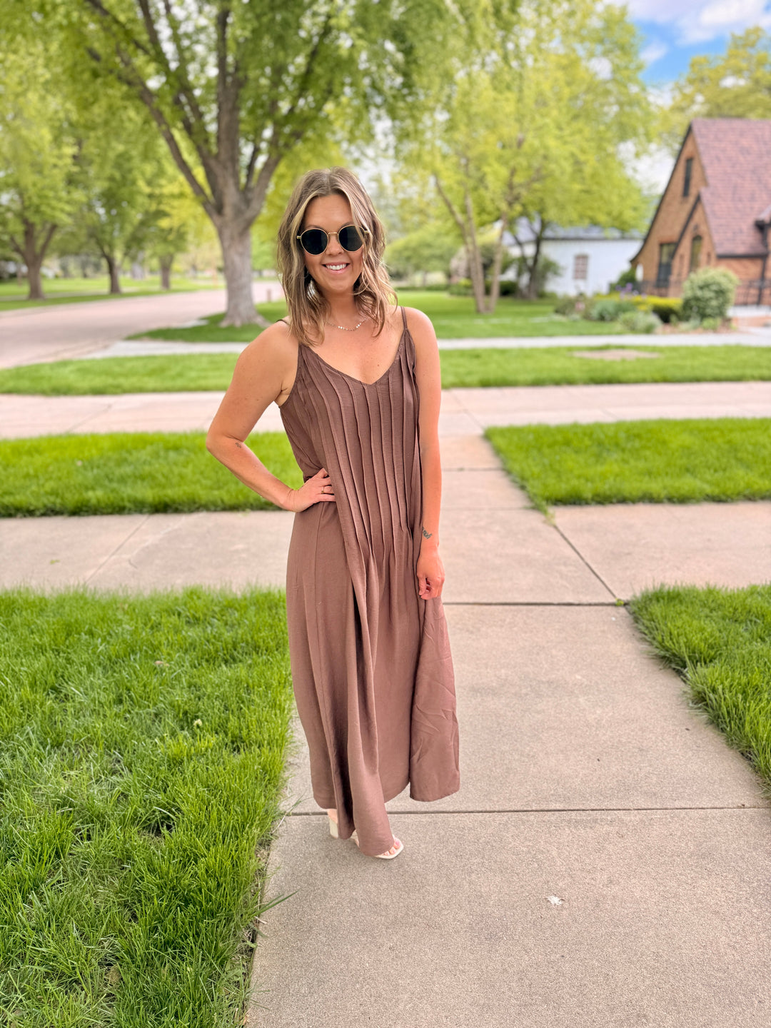 Evelyn Pintuck Maxi Dress