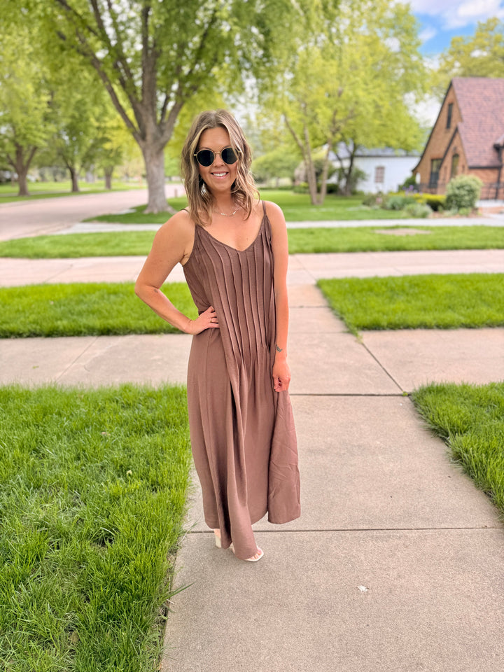 Evelyn Pintuck Maxi Dress