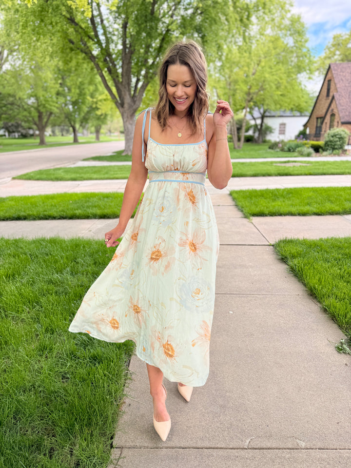 Willow Watercolor Floral Midi Dress