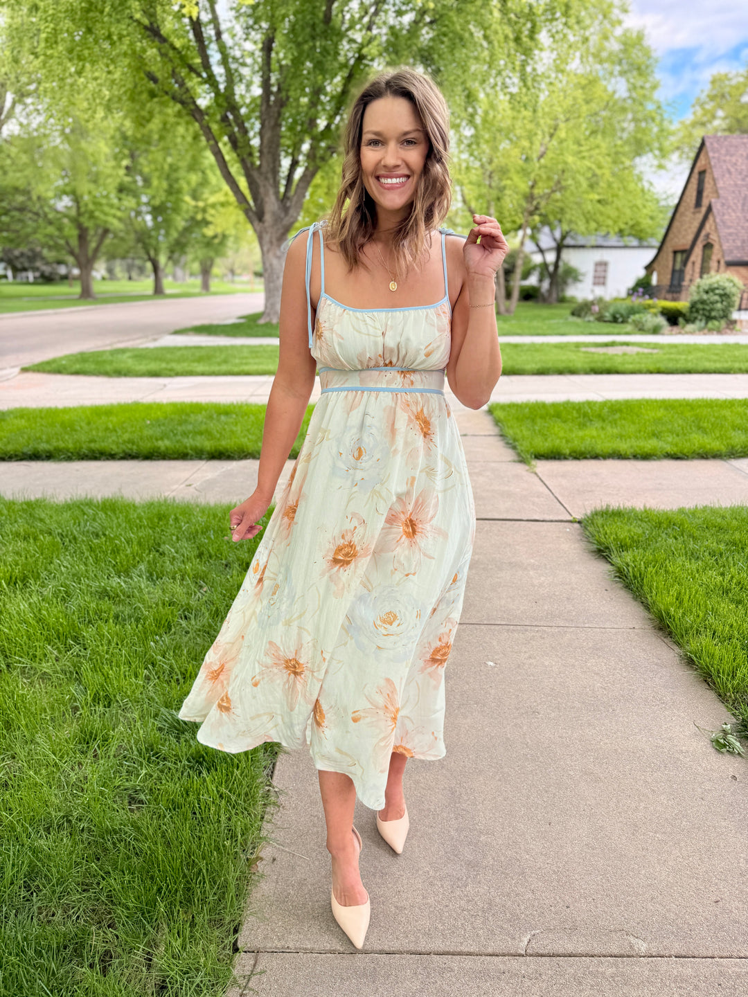 Willow Watercolor Floral Midi Dress