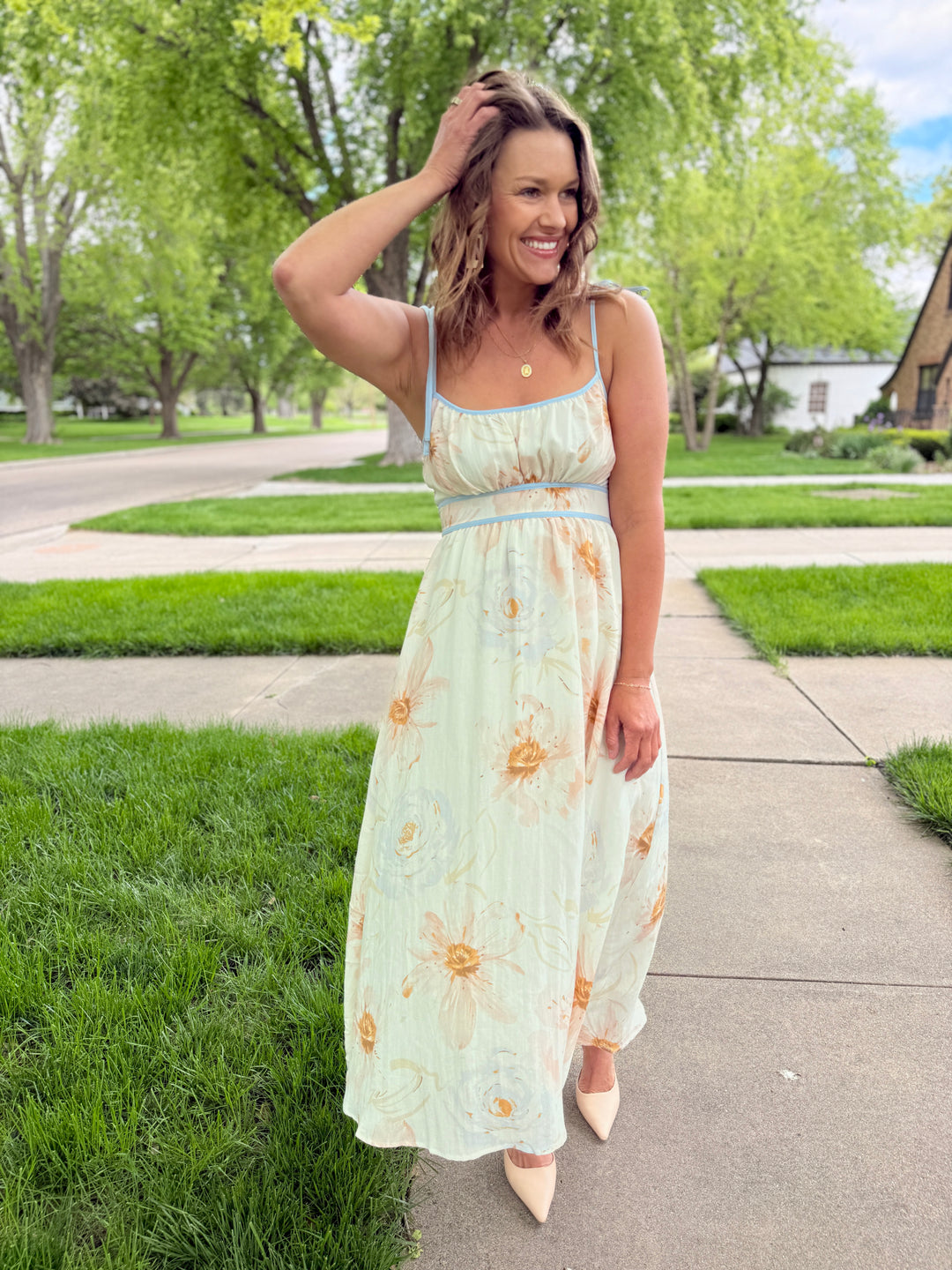 Willow Watercolor Floral Midi Dress
