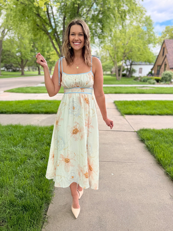 Willow Watercolor Floral Midi Dress