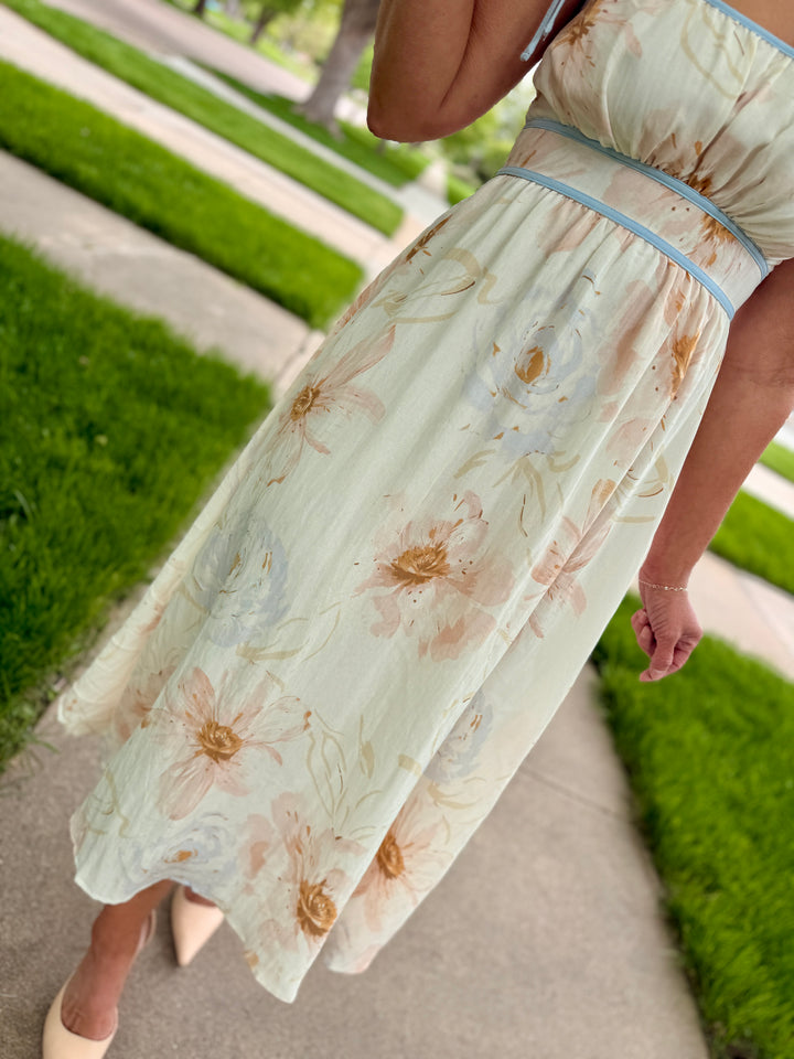 Willow Watercolor Floral Midi Dress