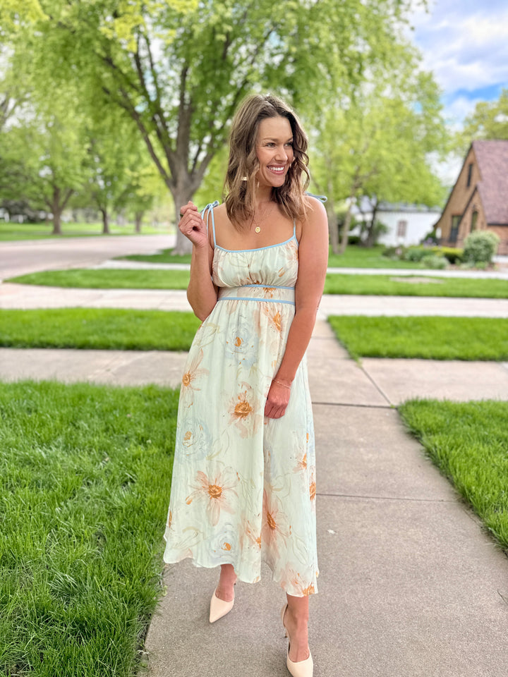 Willow Watercolor Floral Midi Dress