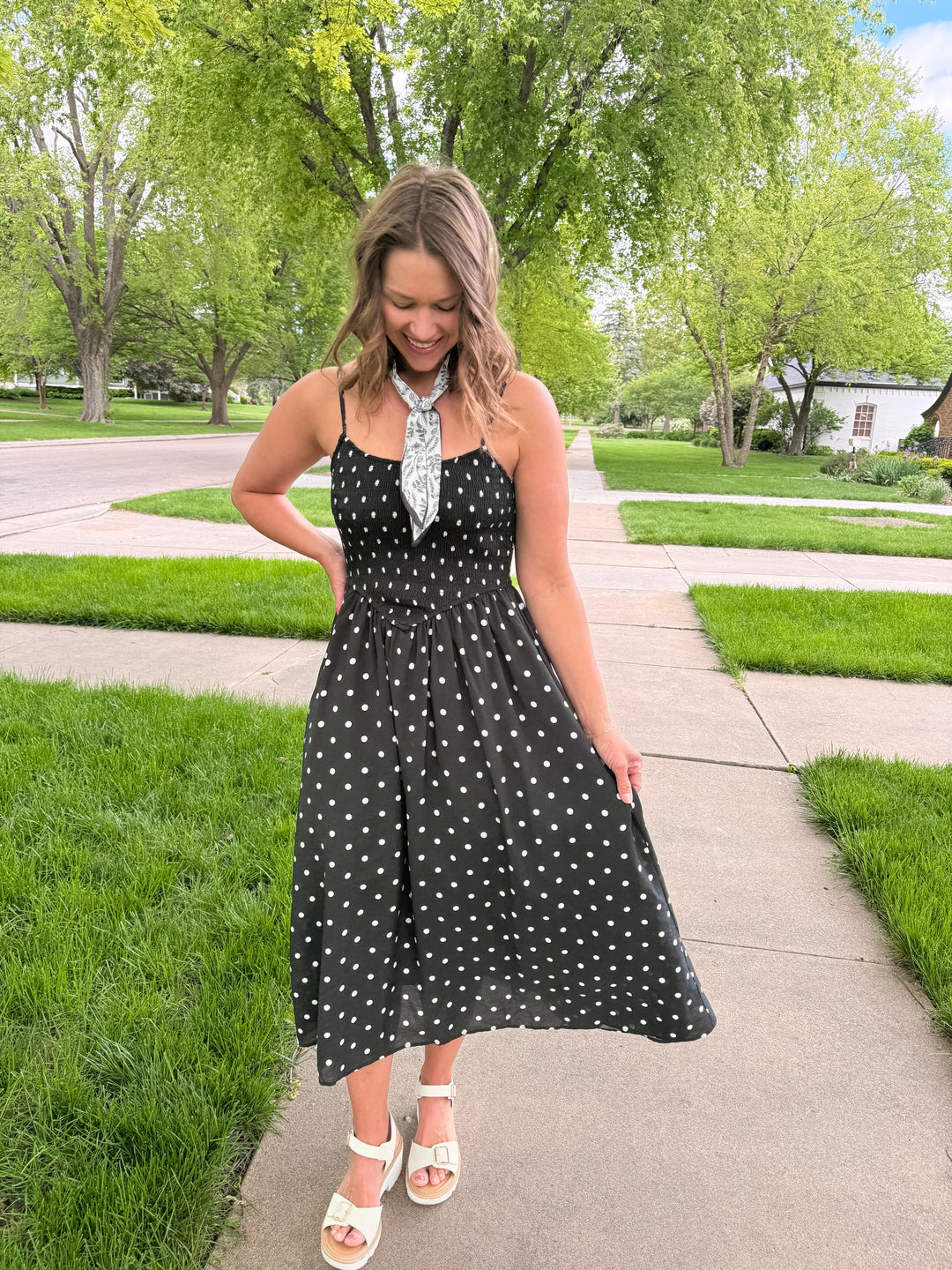 Hazel Polka Dot Midi Dress