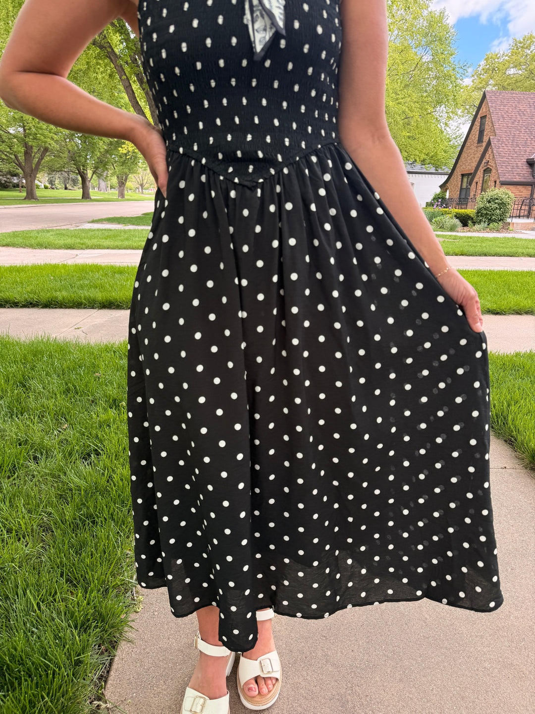 Hazel Polka Dot Midi Dress