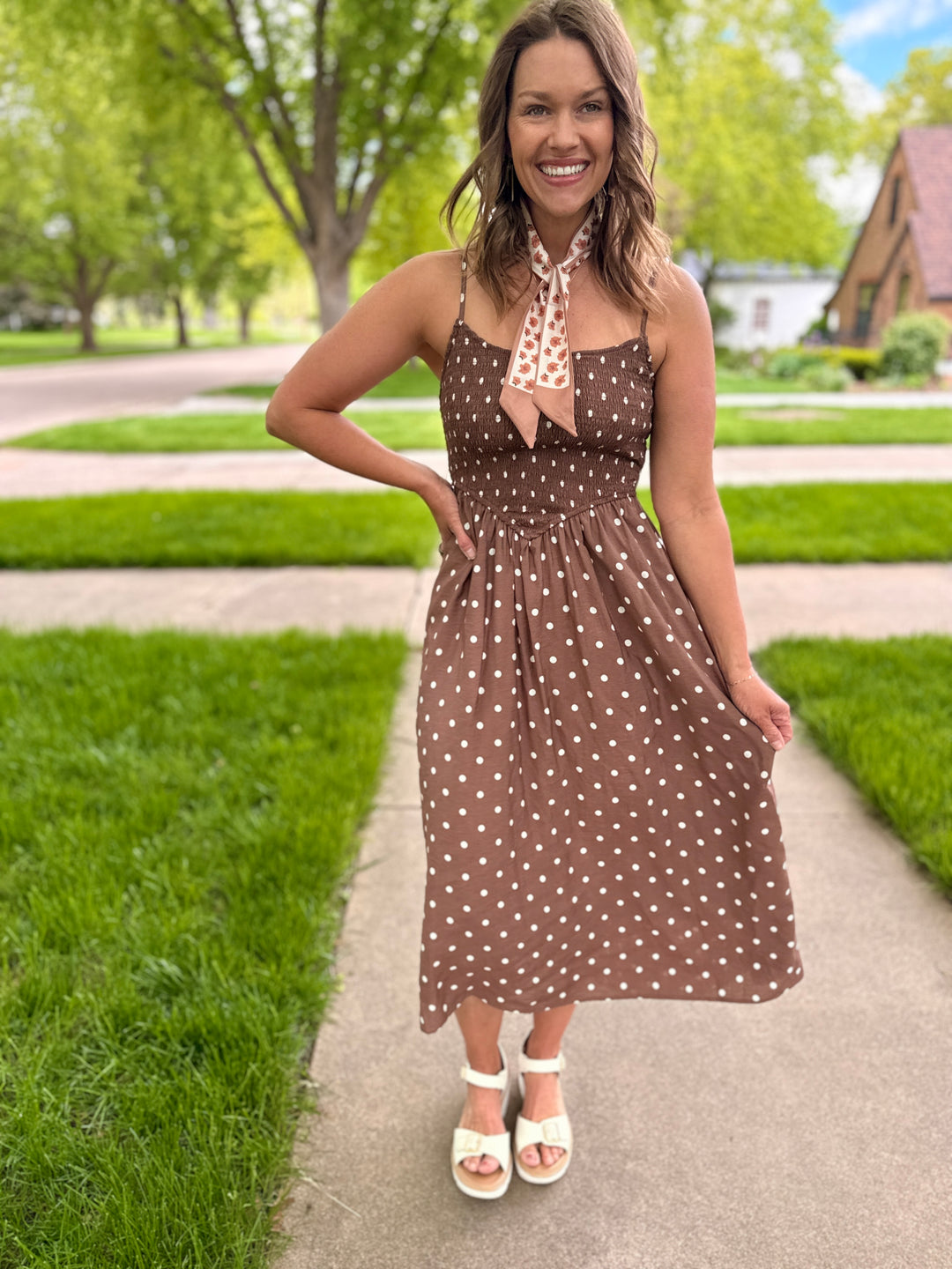 Hazel Polka Dot Midi Dress