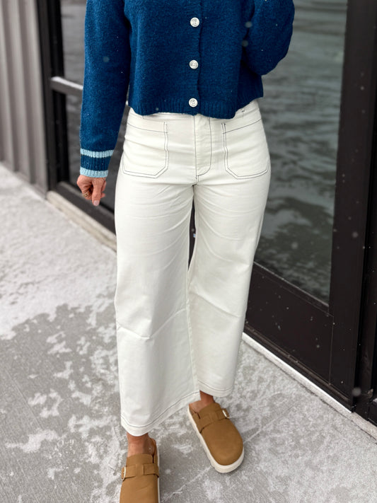 StretchFit Ankle Cropped Pants -Ivory