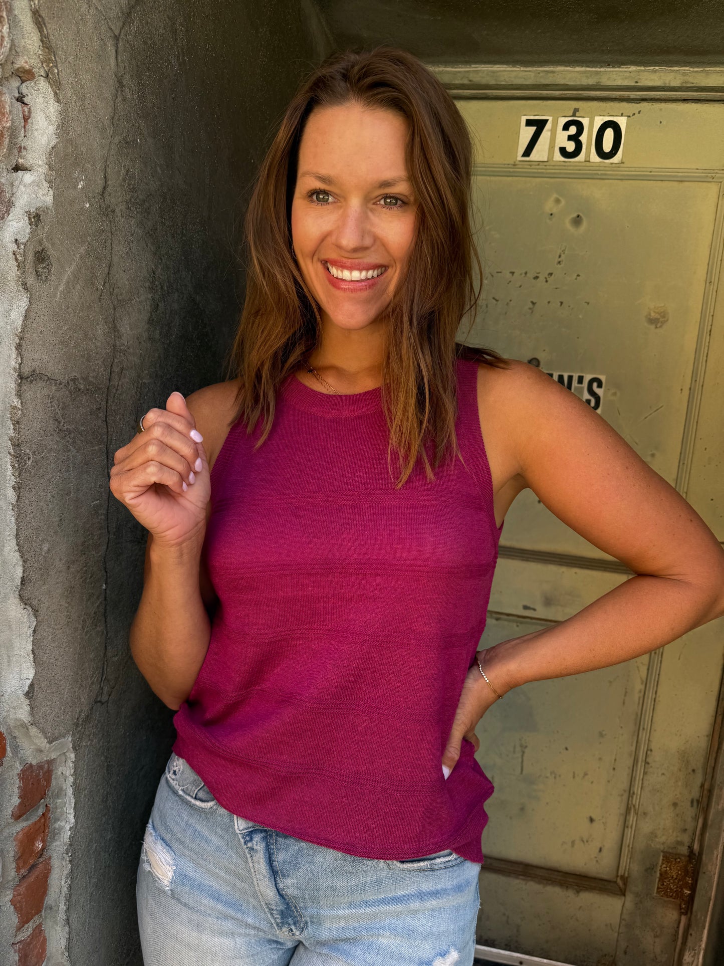 Berry Twist Knit Tank