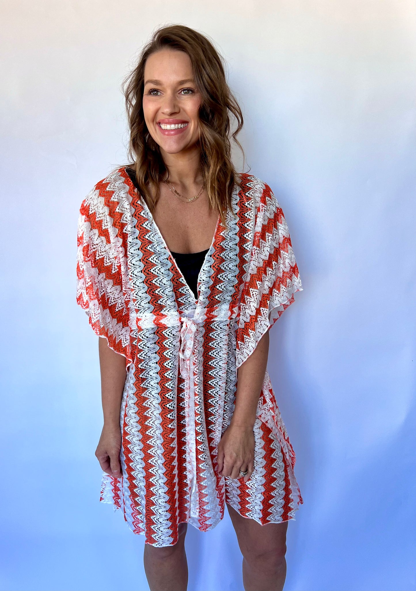 Crochet Lace Cover Up - Orange