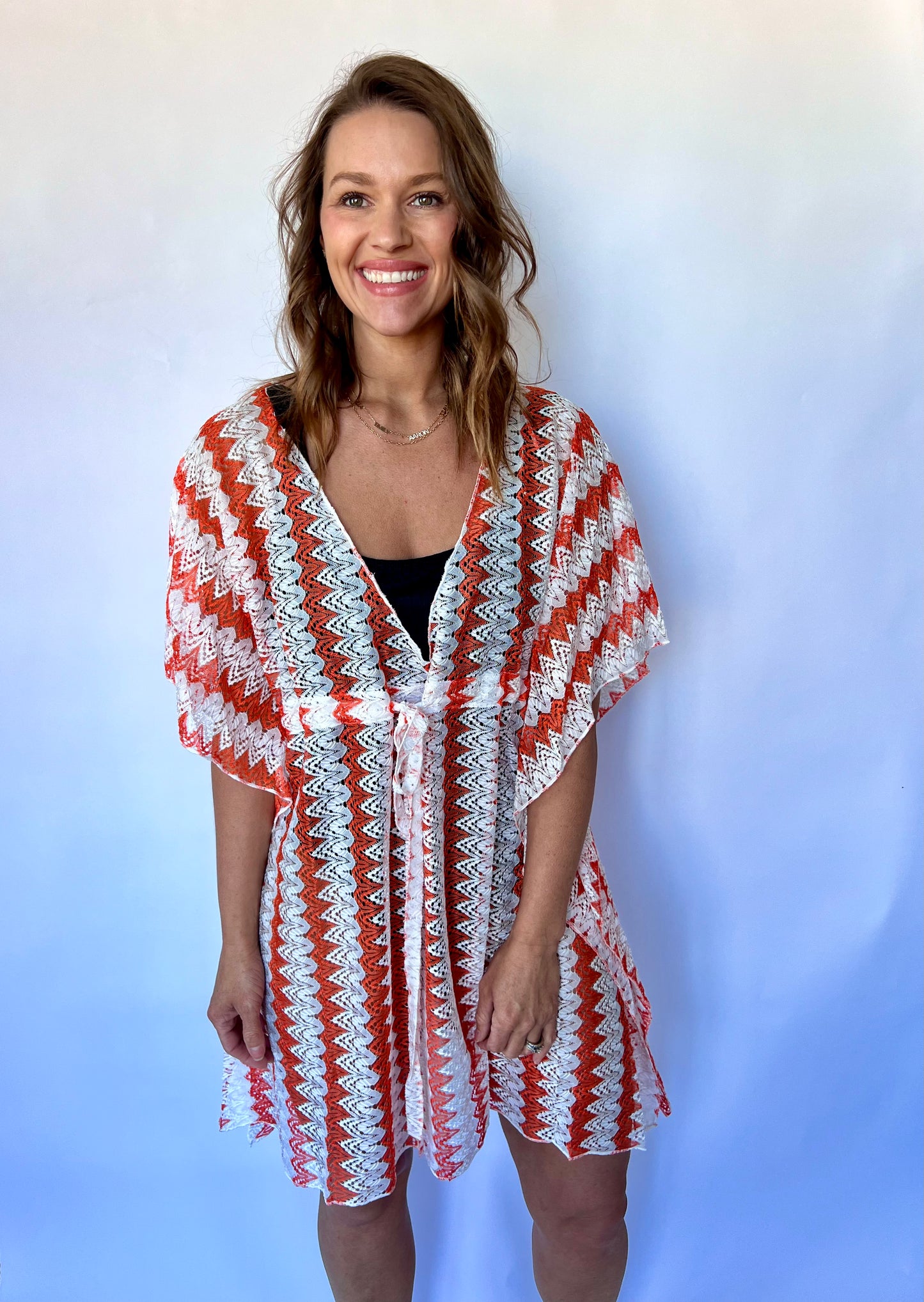 Crochet Lace Cover Up - Orange