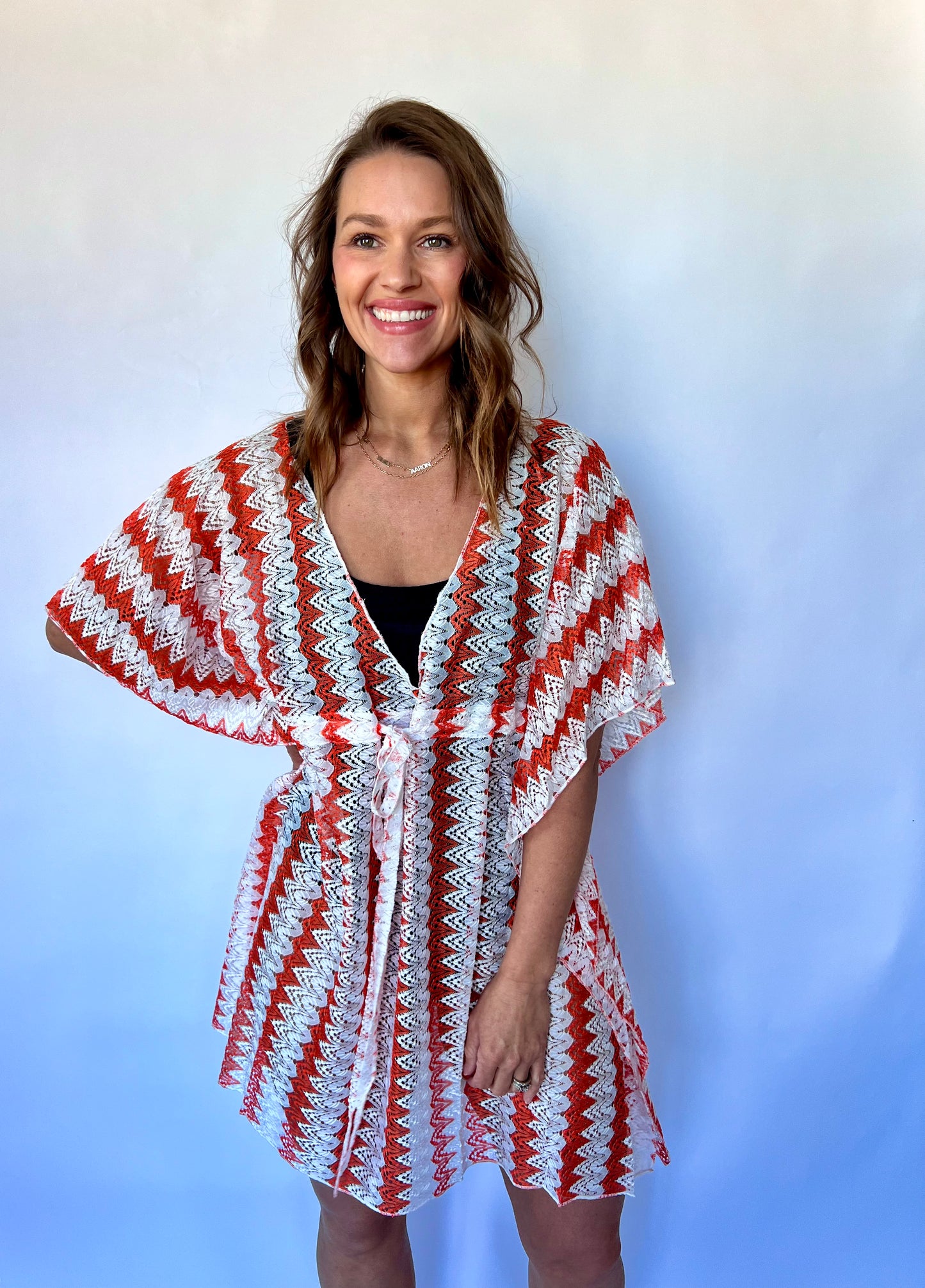 Crochet Lace Cover Up - Orange