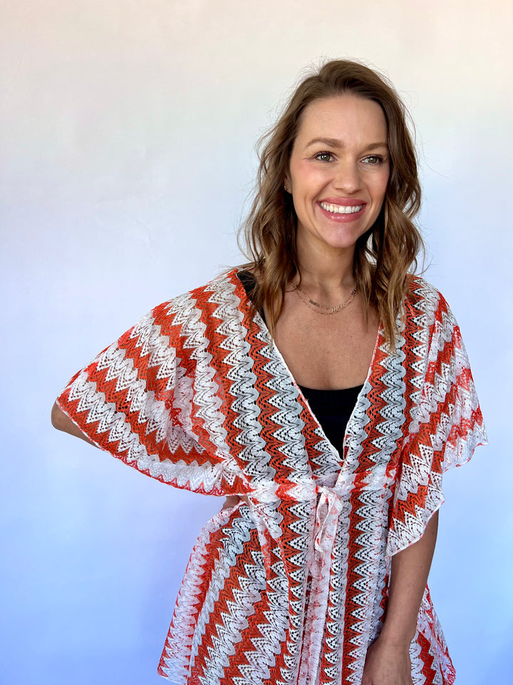 Crochet Lace Cover Up - Orange