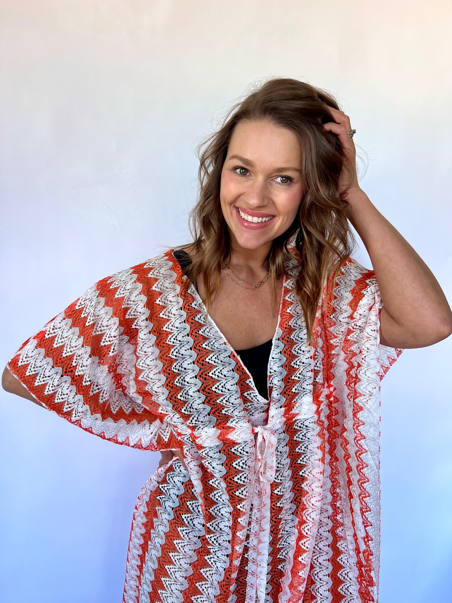 Crochet Lace Cover Up - Orange