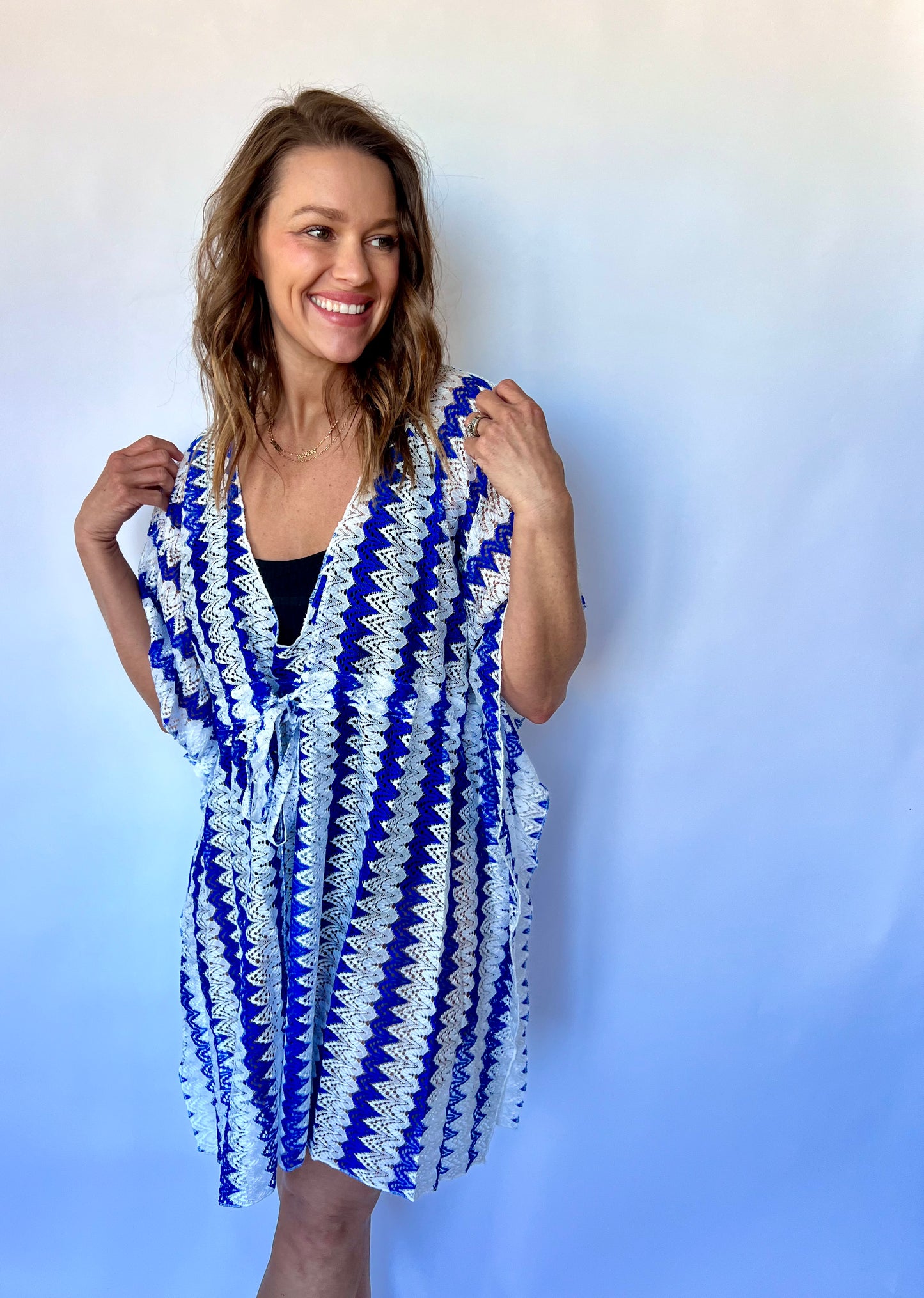 Crochet Lace Cover Up - Blue