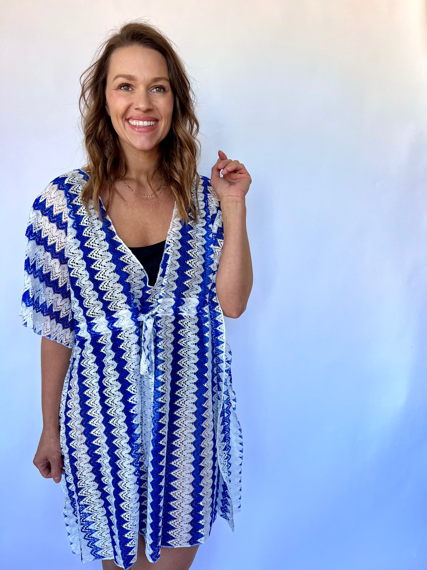 Crochet Lace Cover Up - Blue