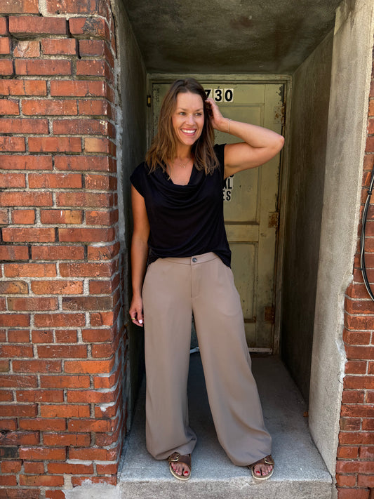 Taupe Luxe Wide Leg Pants