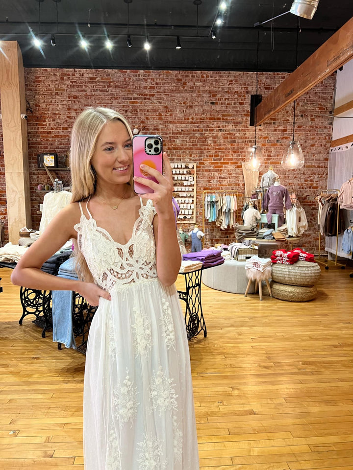 Cream Floral Detail Dress