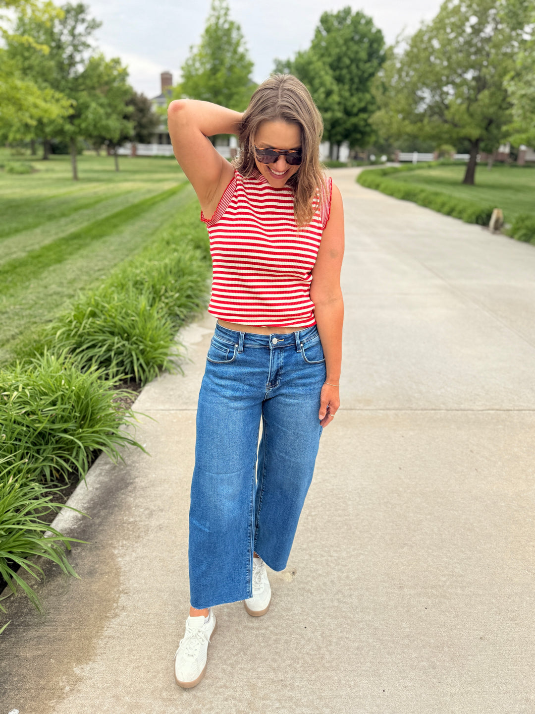 Red/Cream Stripe Tank