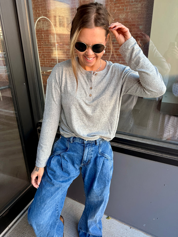 Basic Soft Long Sleeve Henley Top