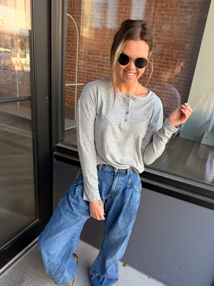 Basic Soft Long Sleeve Henley Top