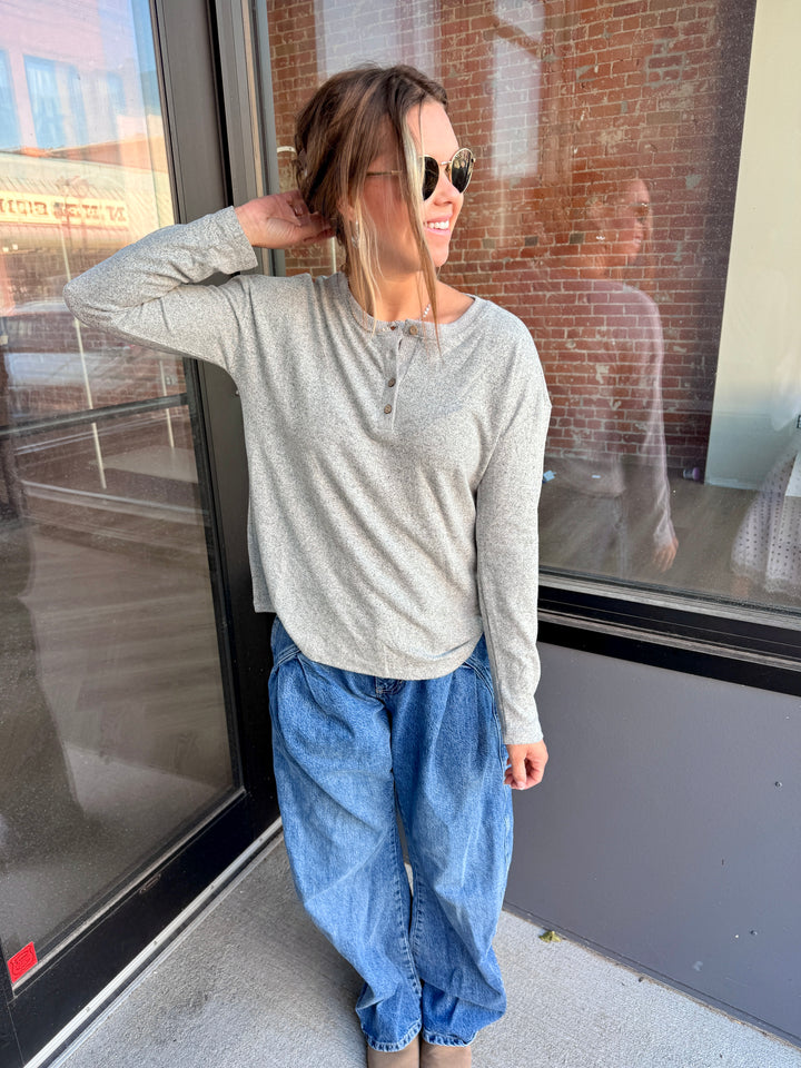 Basic Soft Long Sleeve Henley Top