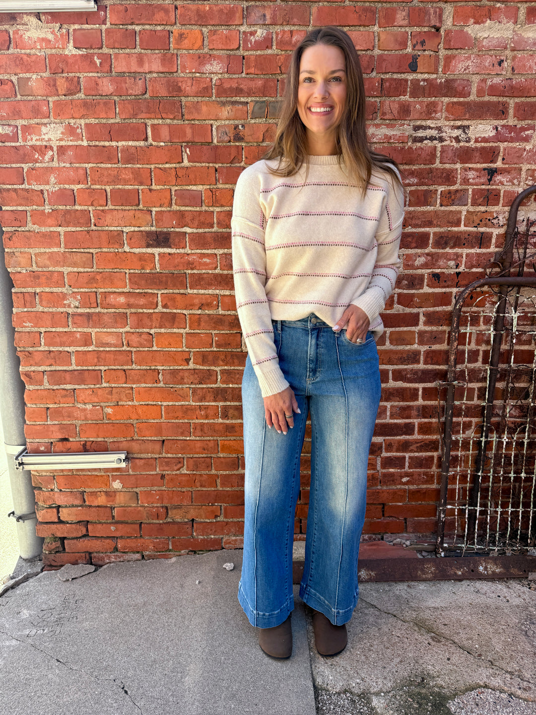 Haven Sweater - Oatmeal/Pink
