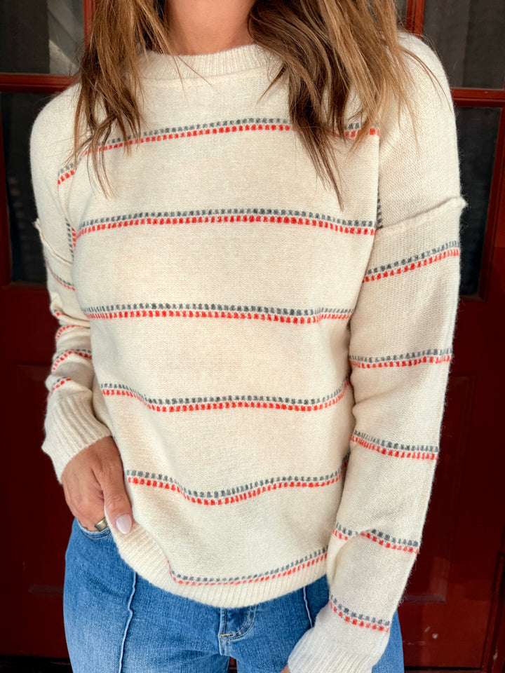 Haven Sweater - Oatmeal/Orange