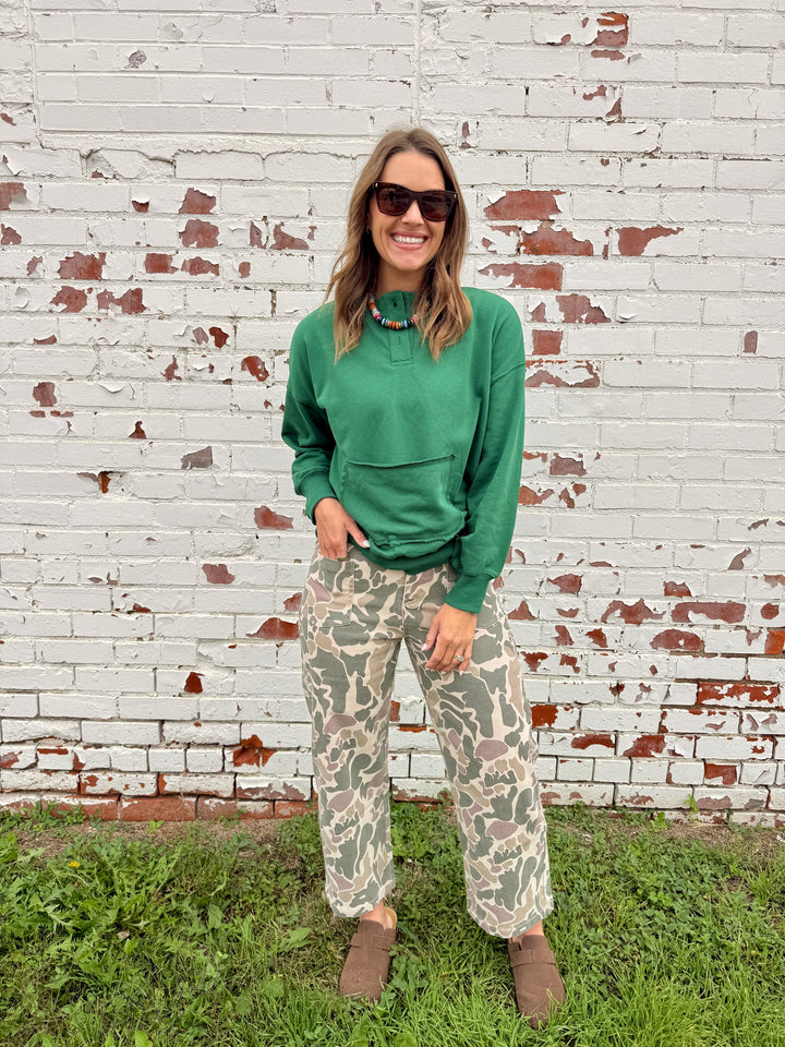 Camo Wide Leg Utility Denim Pants