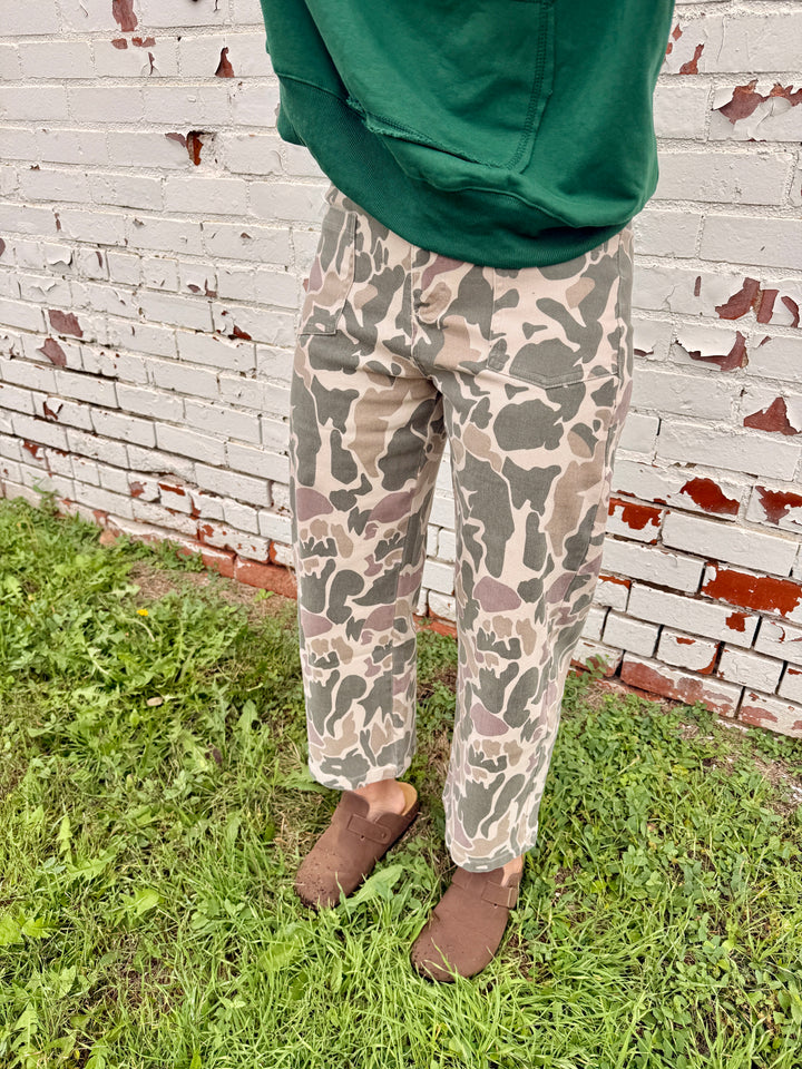 Camo Wide Leg Utility Denim Pants