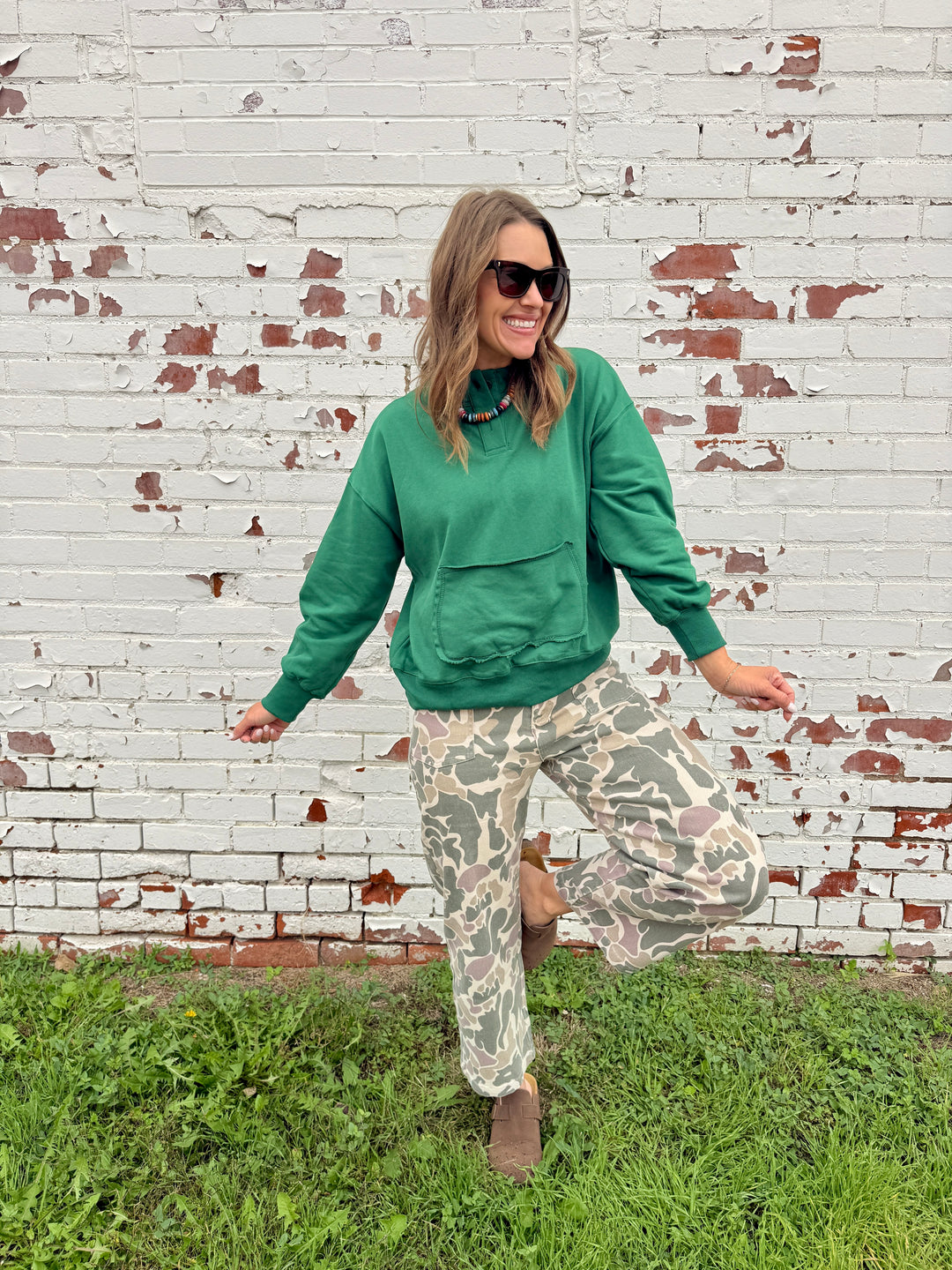 Camo Wide Leg Utility Denim Pants