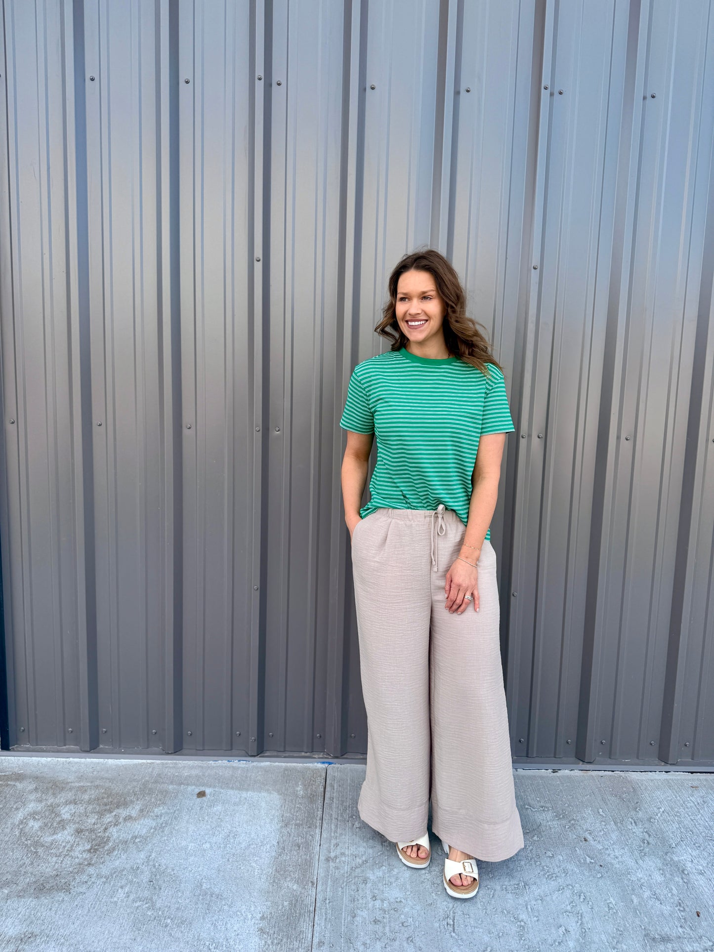 Woven Airflow Drawstring Pants - Tan