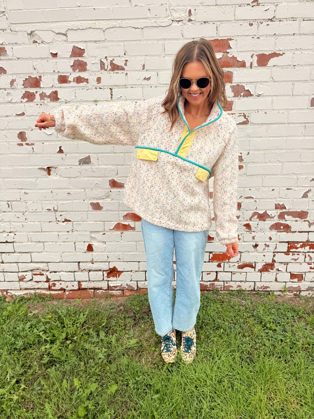 The Alpine Ditsy Pullover in Ivory