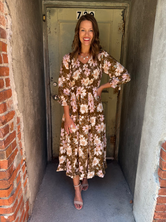 The Meadow Tiered Midi Dress