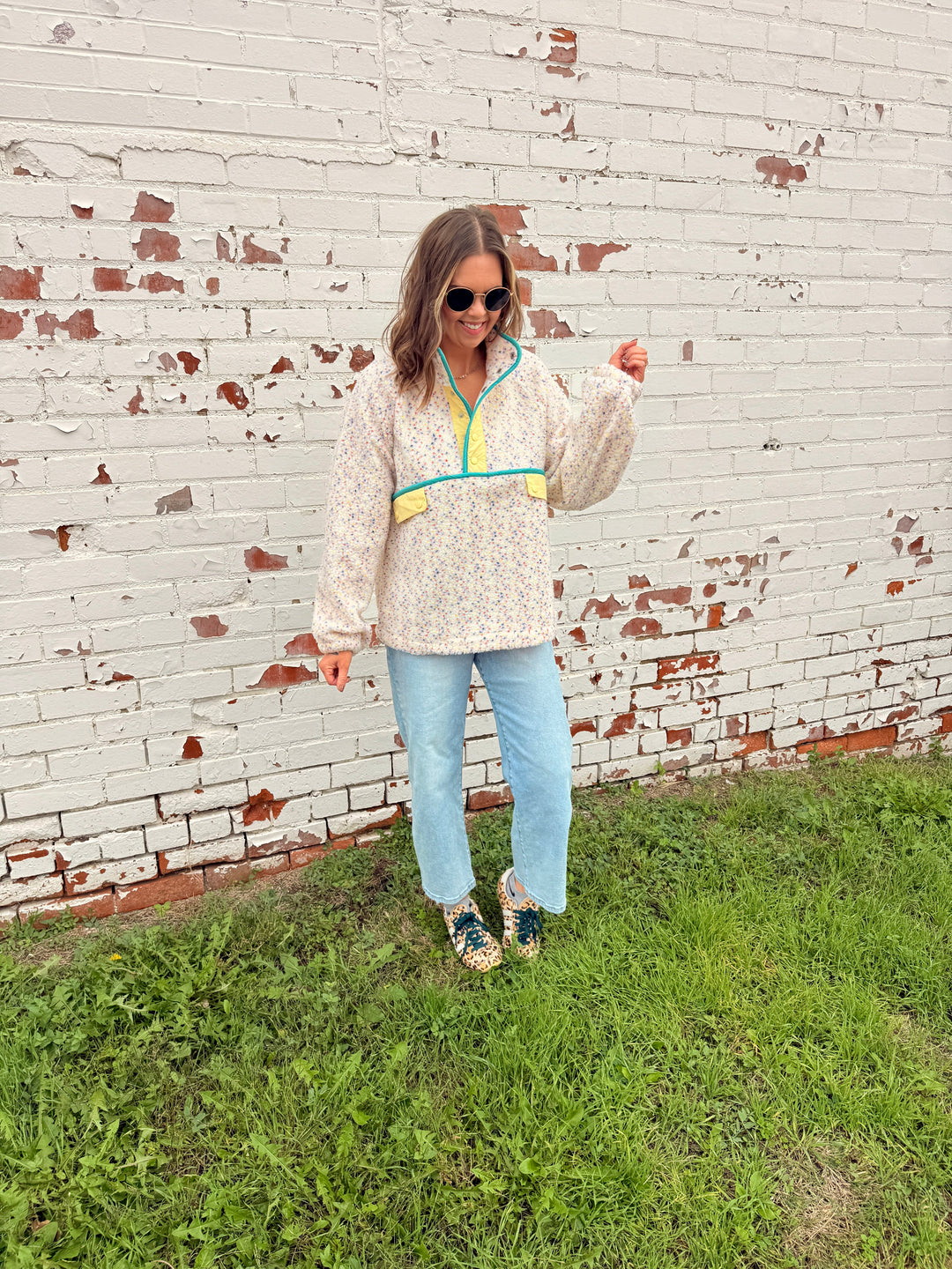 The Alpine Ditsy Pullover in Ivory