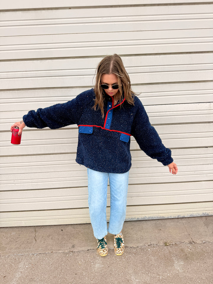 The Alpine Ditsy Pullover in Navy