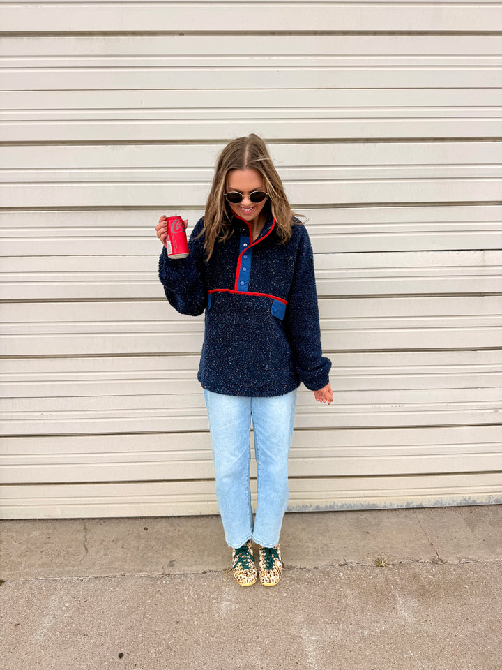 The Alpine Ditsy Pullover in Navy